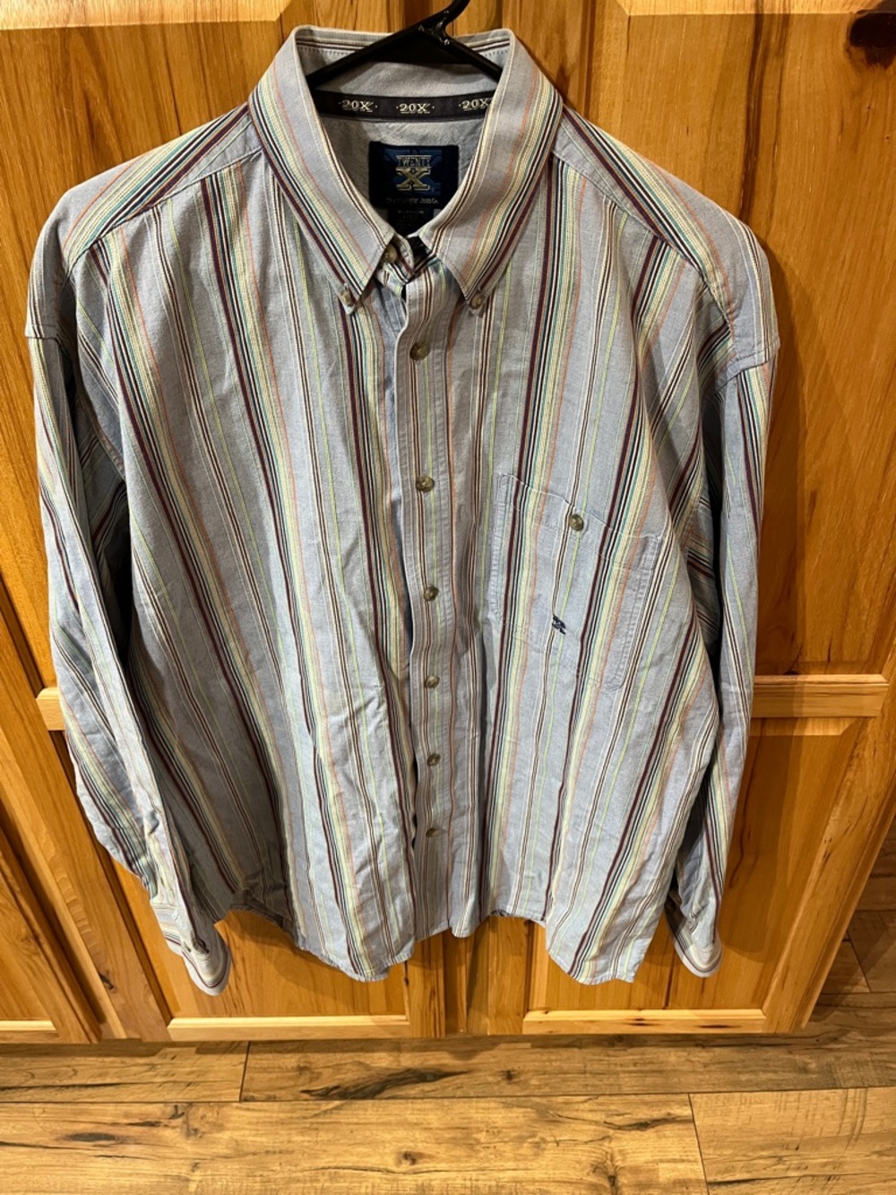 20X The Wrangler Jean Co Striped Button-Down Shirt - Multicolor, size L - EUC